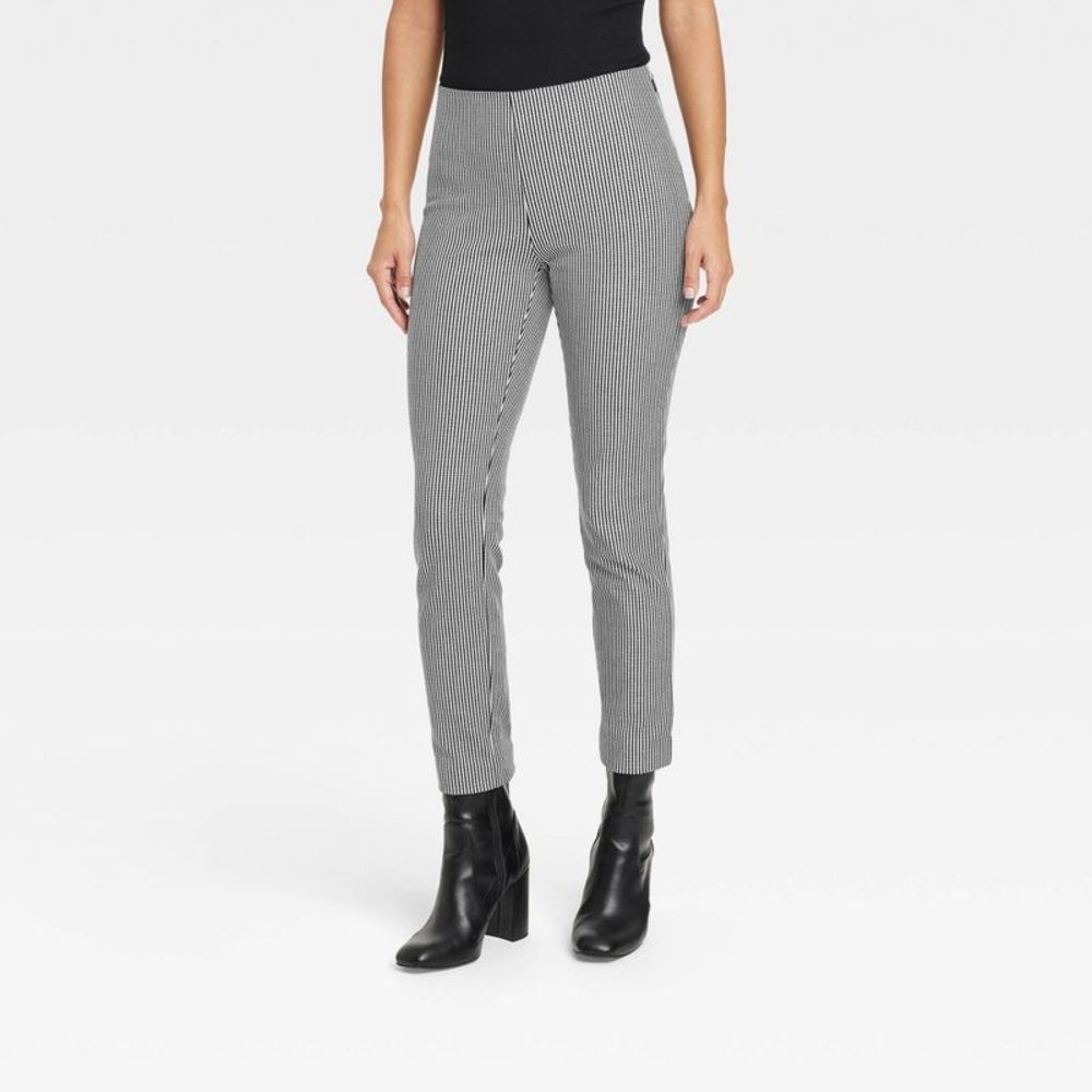 USED Women's High-Rise Slim Fit Bi-Stretch Ankle Pants - A New Day Black/White P